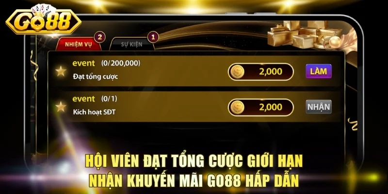 Hội viên đạt tổng cược giới hạn nhận khuyến mãi Go88 hấp dẫn